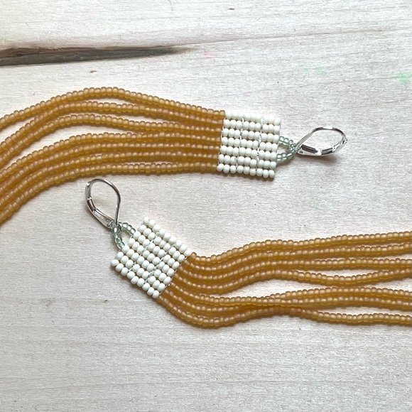 HANDMADE GLASS EARRINGS | Midi Beacon One of a Kind Earrings in Golden Shoot - Picture 1 of 5